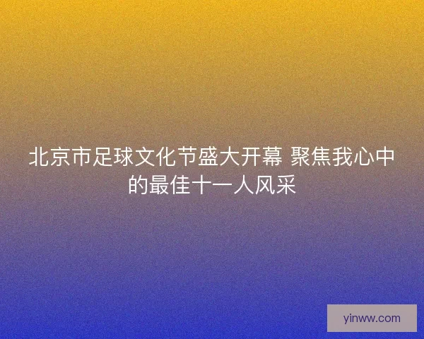 北京市足球文化节盛大开幕 聚焦我心中的最佳十一人风采