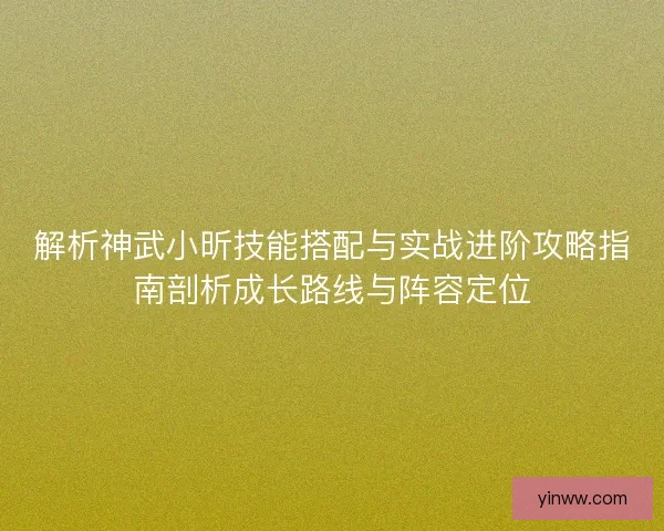 解析神武小昕技能搭配与实战进阶攻略指南剖析成长路线与阵容定位